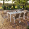 Image de Salon De Jardin Blanc Et Beige Table 190 Cm Et 8 Chaises Empilables