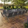 Image de Salon De Jardin Madrid Table Extensible Plateau Gris 135-270 Cm Et 12 Chaises Empilables Gris Anthracite