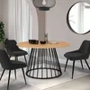 Image de IDMARKET Table Ã  manger YUNA ronde 4-6 personnes pied filaire bois et noir
