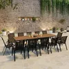Image de Salon De Jardin Table Extensible Avec Plateau Effet Bois Et Chaises Empilables