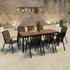 Image de Salon De Jardin Avec Plateau Effet Bois Et Chaises Empilables Noir Et Bois