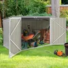 Image de Abri De Jardin En MÃ©tal Gris Clair Verrouillable Multi-Rangement Stockage VÃ©los Outils Poubelles