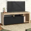 Image de Meuble tv 110 cm malo bois et placard noir