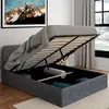 Image de Lit coffre double NORFOLK avec tÃªte de lit et sommier 140 x 190 cm tissu gris anthracite
