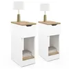 Image de Lot de 2 tables de chevet ANOUK 1 tiroir avec niche blanc et bois