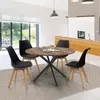 Image de IDMARKET Table Ã  manger ronde ALIX plateau HAWKINS 4-6 personnes pied araignÃ©e bois foncÃ© et noir 120 cm