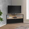 Image de IDMARKET Meuble TV 100 cm d'angle BOSTON avec placard noir design industriel