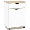 Image de Desserte de cuisine cosy placard avec tiroir bois blanc et plateaux faÃ§on hÃªtre l.60 cm