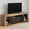 Image de Meuble tv 140 cm malo bois et placard noir