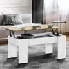 Image de IDMARKET Table basse plateau relevable rectangulaire TARA bois blanc et imitation hÃªtre