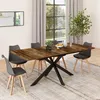 Image de IDMARKET Table Ã  manger extensible rectangle ALIX plateau HAWKINS avec rangement 6-10 personnes bois foncÃ© et noir 160-200 cm