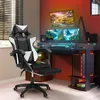 Image de Fauteuil de gaming alex réglable avec repose-pied, coussin de tête et coussin lombaire noir blanc et gris