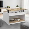 Image de Table basse plateau relevable carrÃ©e elea avec coffre bois blanc et faÃ§on hÃªtre