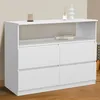 Image de IDMARKET Commode 4 tiroirs TOMI 100 cm avec niche bois blanc