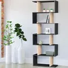 Image de EtagÃ¨re bibliothÃ¨que sofia forme s bois faÃ§on hÃªtre et noir 189 cm