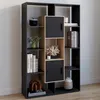 Image de EtagÃ¨re bibliothÃ¨que colette avec 11 compartiments et 2 cases noir et effet bois h.143 cm