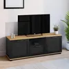 Image de Meuble tv 110 cm vito avec tiroir et niche noir et bois