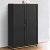 Image de Buffet haut h. 125 cm vito 4 portes noir et bois