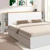 Image de TÃªte de lit sur pied extensible avec chevets coulissants catba pour lit 140 et 160 cm blanc et faÃ§on bois