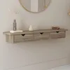 Image de IDMARKET EtagÃ¨re murale console d'entrÃ©e LISE 3 tiroirs faÃ§on hÃªtre