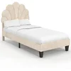 Image de Lit simple coquillage 90 x 190 cm AMANDA avec sommier velours beige