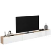 Image de Meuble TV 300 cm suspendu ELIO 3 portes bois et blanc