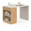 Image de Ilot central mange-debout 4 personnes VITO 130 cm bois et plateau effet travertin