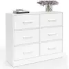 Image de Commode 6 tiroirs en tissu UPPAH 80 cm meuble de rangement bois blanc