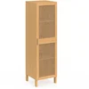 Image de Armoire de rangement EDHEN 1 porte 3 Ã©tagÃ¨res bois et cannage