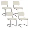 Image de Lot de 4 chaises cantilever NAHE en velours cÃ´telÃ© beige et pied mÃ©tal