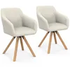 Image de Lot de 2 chaises pivotantes de salle Ã  manger, fauteuils de table JANY en velours cÃ´telÃ© beige