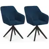 Image de Lot de 2 chaises pivotantes de salle Ã  manger, fauteuils de table MADY en velours bleu