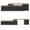Image de Meuble TV 180-240 cm modulable d'angle BASILE rotatif bois et noir