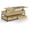 Image de Table basse plateau relevable rectangulaire DETROIT avec 2 tiroirs design industriel