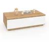 Image de Table basse TOMI 110 cm avec porte faÃ§on hÃªtre et blanc
