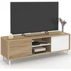 Image de Meuble TV 140 cm EASY montage sans outils 2 portes coulissantes rÃ©versibles effet bois et blanc