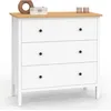 Image de Commode 3 tiroirs ACHILLE 80 cm bois blanc plateau bois