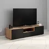 Image de Meuble TV 140 cm ELI bois faÃ§on hÃªtre portes noires