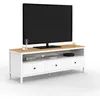 Image de Meuble TV 140 cm ACHILLE 3 tiroirs blanc et plateau bois