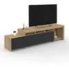 Image de Meuble TV 180 cm MALO bois et placards noirs