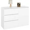Image de Commode 3 tiroirs + 1 porte TOMI 110 cm bois blanc