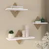 Image de Lot de 3 Ã©tagÃ¨res murales IRIS hÃªtre et blanc