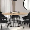 Image de Table Ã  manger extensible ronde yuna 6-8 personnes plateau bois et pied filaire en mÃ©tal noir 110 - 150 cm