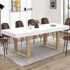 Image de Table Ã  manger extensible rectangle phoenix 6-10 personnes blanc pieds bois 160-200 cm