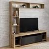 Image de Ensemble meuble tv et Ã©tagÃ¨res 170 cm malo bois et placard noir