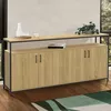 Image de Buffet 160 cm detroit 4 portes bois et noir design industriel