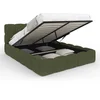 Image de Lit coffre double NUAGE avec tÃªte de lit matelassÃ©e et sommier 140 x 190 cm tissu bouclette vert kaki