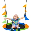 Image de BalanÃ§oire Nid D'oiseau Ronde BalanÃ§oire Panier Ã 100 Cm 2 Anneaux Inclus MÃ©tal Ãpoxy Pp Oxford Haute DensitÃ© Drapeaux Multicolores