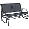 Image de Banc Ã Bascule De Jardin 2 Places Design Contemporain Grand Confort Accoudoirs Assise Et Dossier Ergonomique Acier TextilÃ¨ne Noir