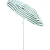 Image de Parasol Inclinable Octogonal De Plage ? 180 Cm Tissu Polyester Haute Densit? Anti-Uv M?T D?Montable Vert Blanc Ray?
